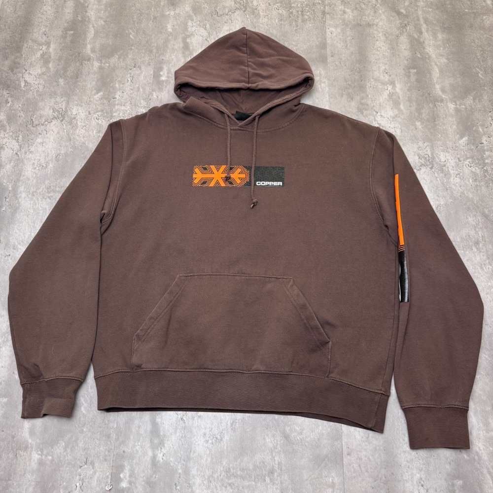 Ski Copper Hoodie Mens XL Brown Pullover Snowboarding Skate Sweatshirt Y2K